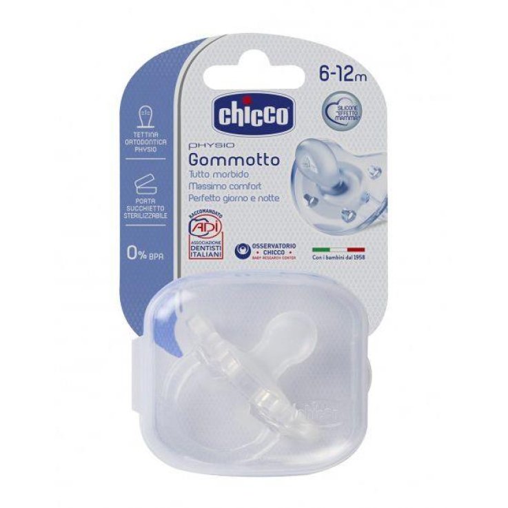 CHICCO GOMMOTTO + CLIP BOY 6-12 SILICONE BIANCO