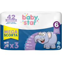 BABYSTAR - PANNOLINI TAGLIA 6 BABY STAR FORMATO MEGA SCORTA 42 PEZZI