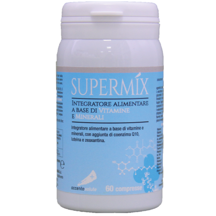 SUPERMI´X INTEGRATORE ALIMENTARE NATURALE "ACCENTO SALUTE" A BASE DI VITAMINE E MINERALI CON AGGIUNTA DI COENZIMA Q10, LUTEINA E ZEAXANTINA  60COMPRESSE