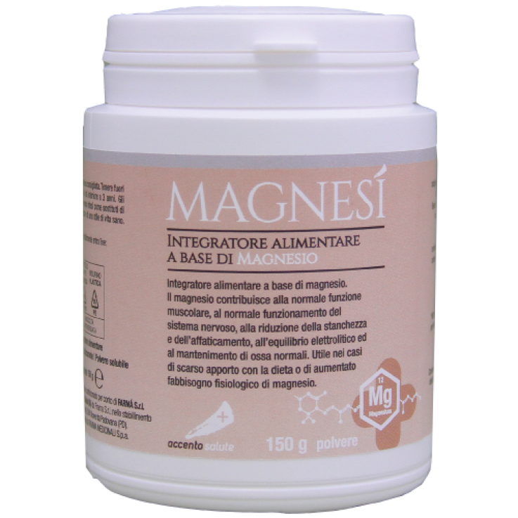 MAGNESI´ INTEGRATORE ALIMENTARE NATURALE "ACCENTO SALUTE" A BASE DI MAGNESIO 150G POLVERE