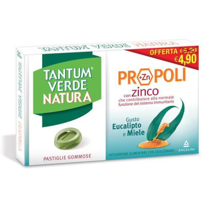 TANTUM VERDE NATURA PROPOLI ZINCO GUSTO EUCALIPTO E MIELE 15 PASTIGLIE GOMMOSE