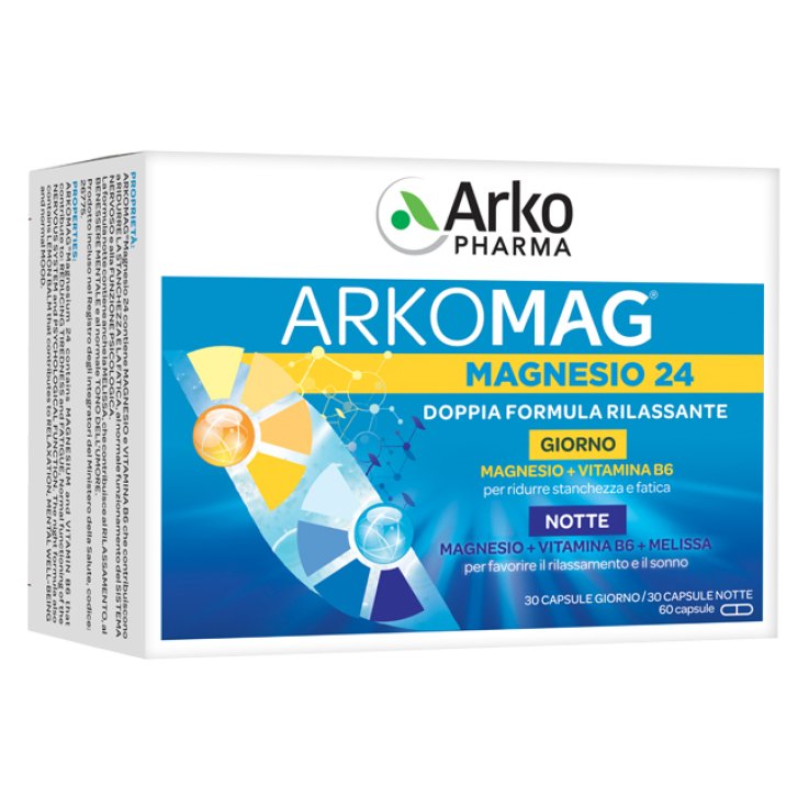 Magnesio 24 integratore alimentare 30 arkocapsule giorno + 30 arkocapule notte