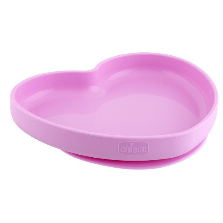 Piatto Cuore Con Ventosa Silicone 9 Mesi + Rosa