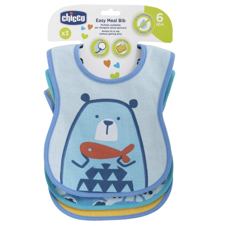 CHICCO BAVAGLINO PAPPA 6 MESI+ 3 PEZZI AZZURRO/VERDE